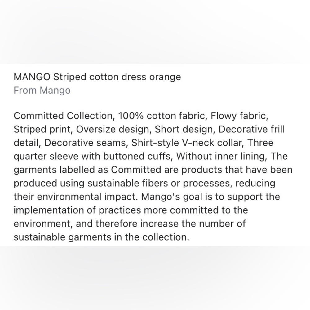 NWT Mango “Gabriela” Striped 100% Cotton Puff Sleeve Dress Size 6 - Picture 15 of 15